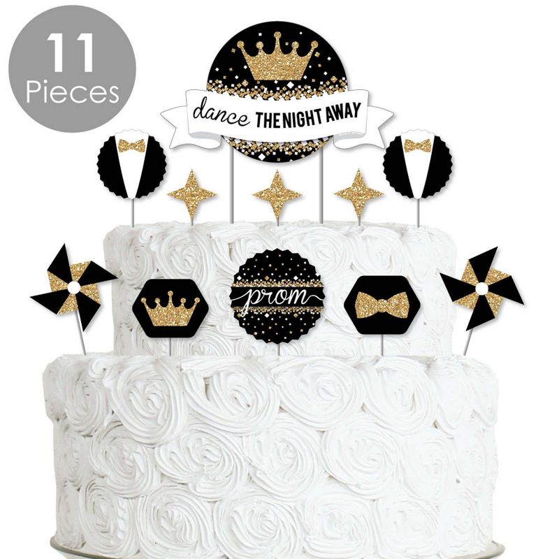 Big Dot of Happiness Prom - Prom Night Party Cake Decorating Kit - Dance The Night Away Cake Topper Set - 11 Pieces