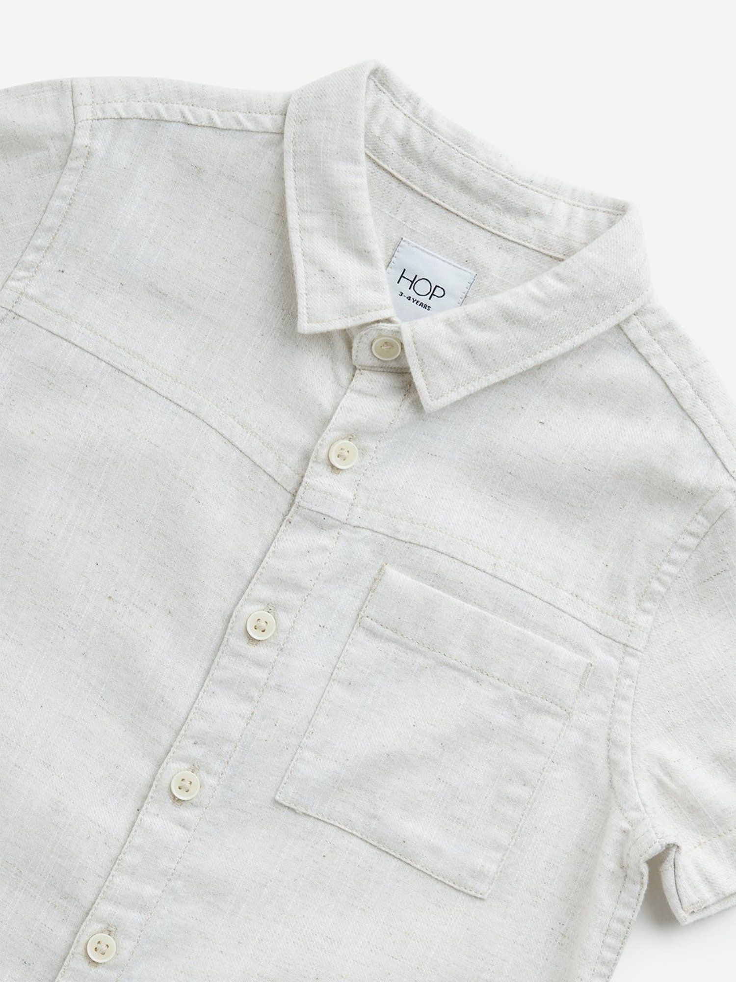HOP Kids by Westside Light Beige Blend Linen Shirt