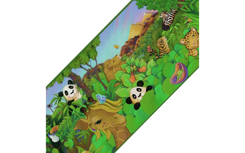 Cartoon Jungle Animals Prepasted Wallpaper Border Roll - Sure Strip..