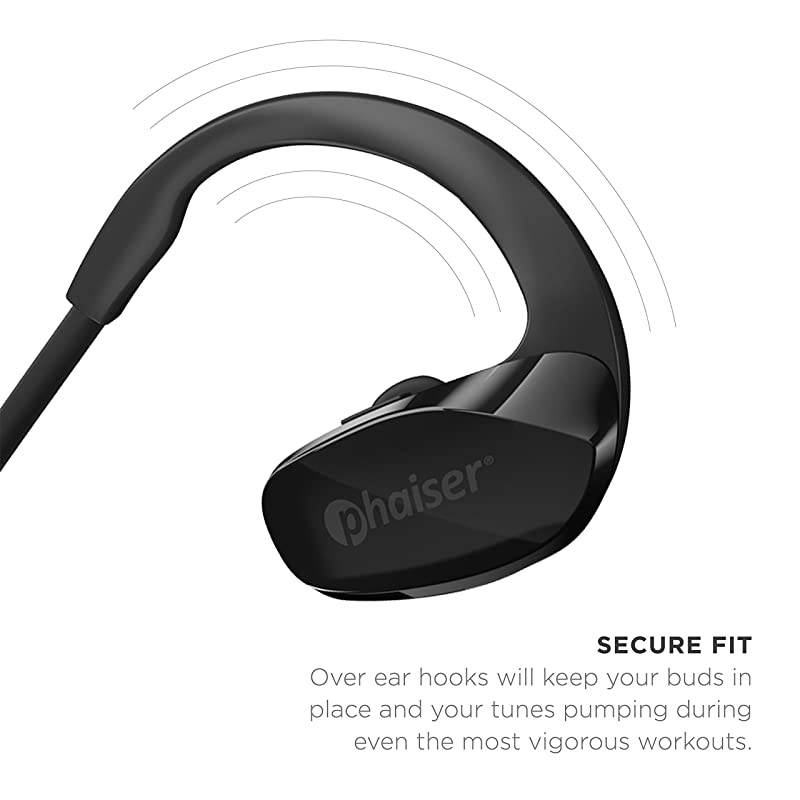 BHS-530 Bluetooth Headphones for Running, Wireless Earbuds for Exercise or Gym Workout, Sweatproof Stereo Earphones, Durable Cordless Sport Headset Mic, Blackout