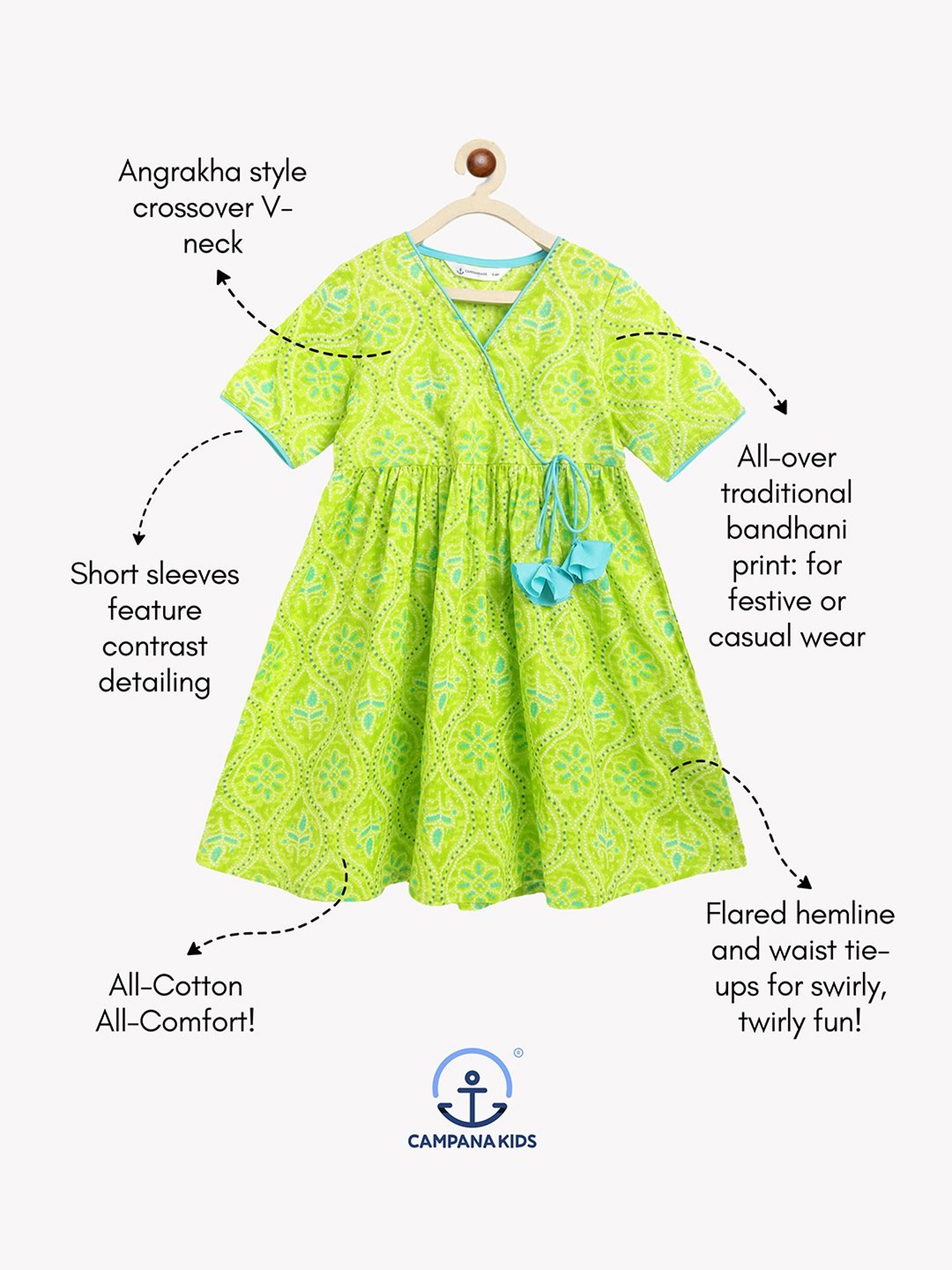 Peppermint Kids Navy Regular Fit Kurta Set