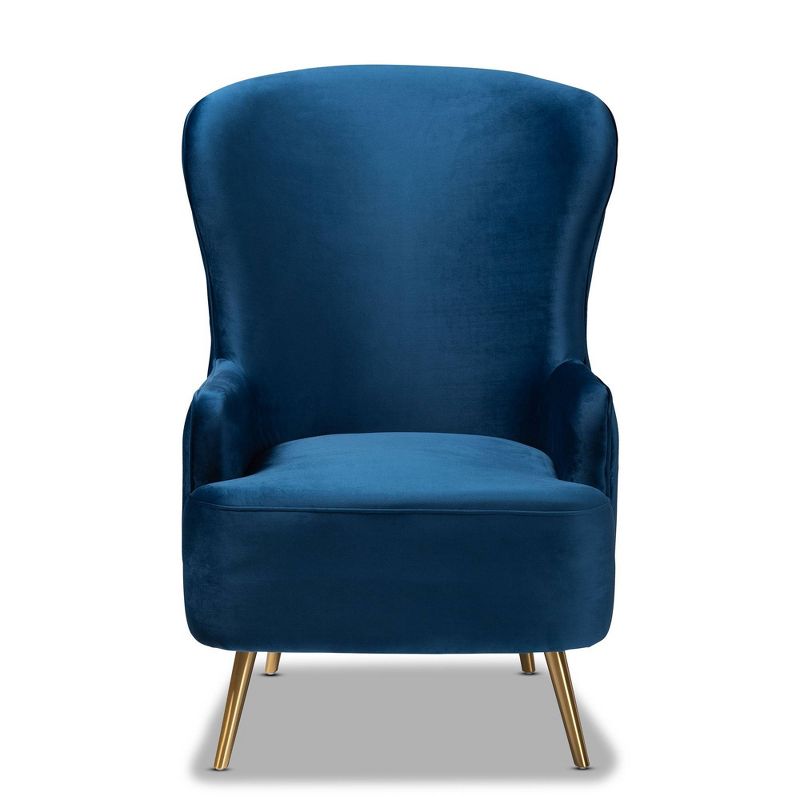 Melissa Velvet Fabric Upholstered Living Room Accent Chair Royal Blue/Gold - Baxton Studio