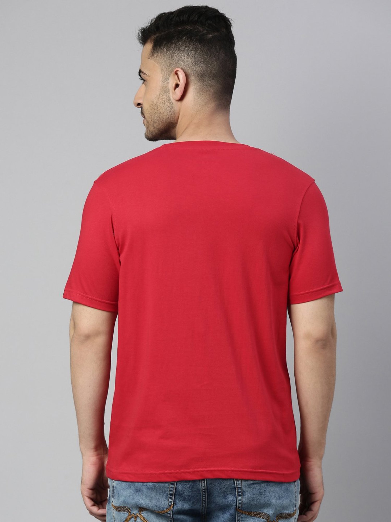Bushirt Red Regular Fit Cotton Crew T-Shirt
