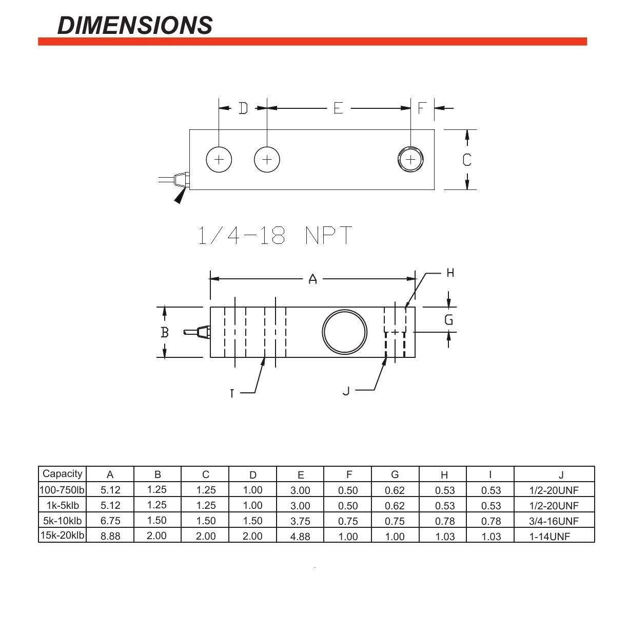 5,000 LB SINGLE ENDED SHEAR BEAM LARGE ENVELOPE LOAD CELL STAINLESS STEEL SCALE