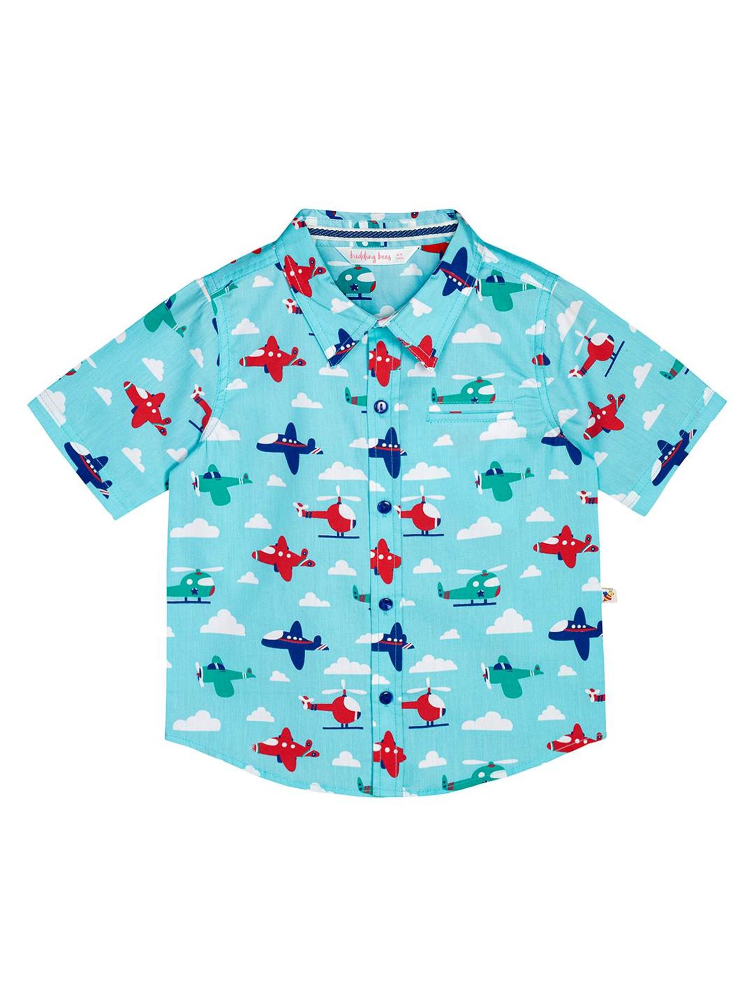 Budding Bees Kids Blue Printed Shirt