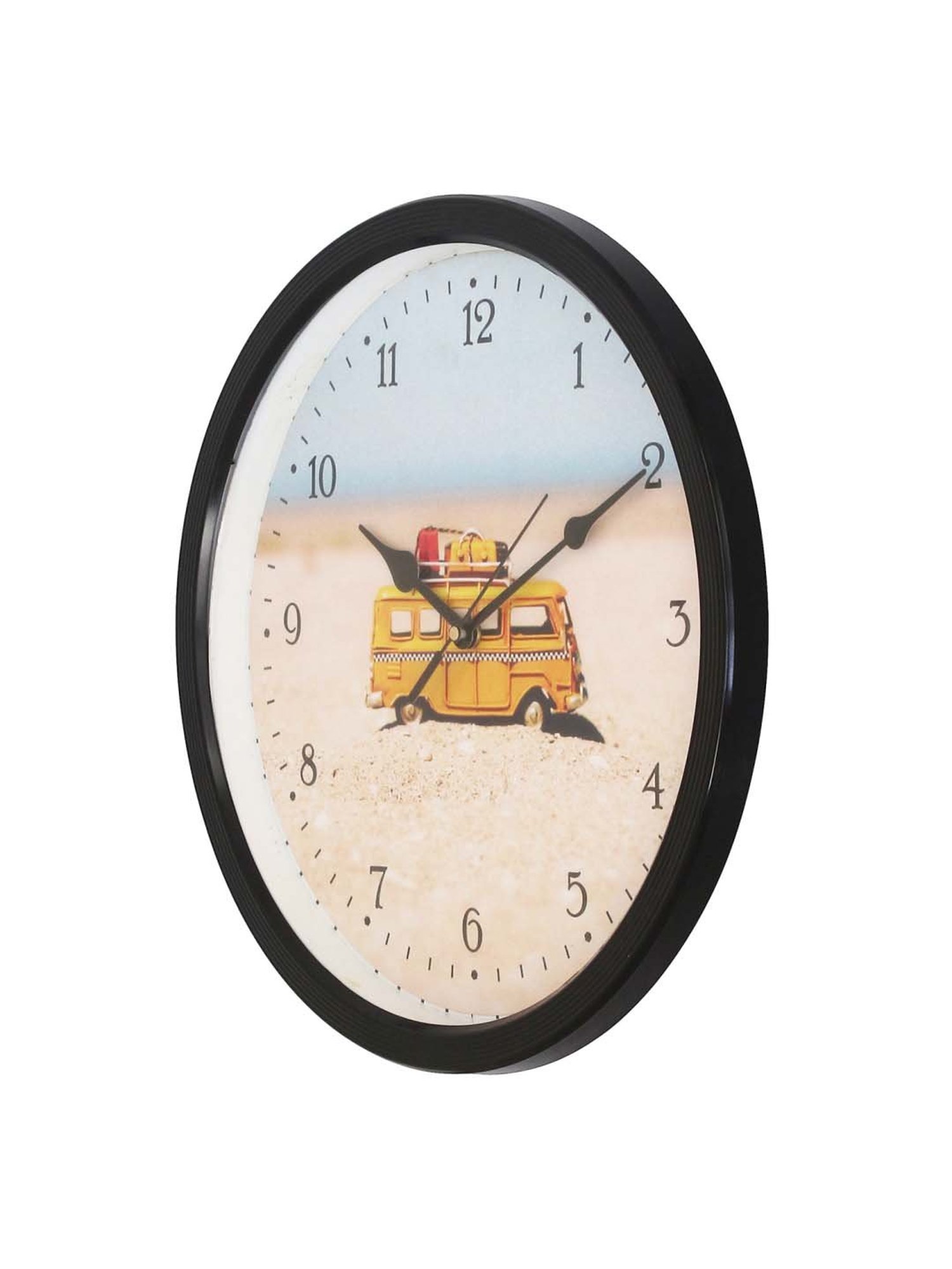 eCraftIndia Designer Round Analog Black Wall Clock