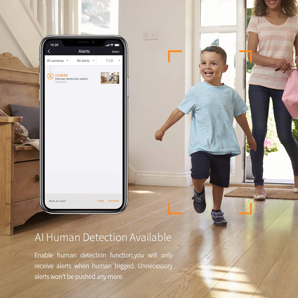 Foscam X1 1080P Wireless Smart Home Security Pet Camera with AI Human Detection, Sound Detection, One-Button Call, 2-Way Baby Monitor Audio, Free Cloud Storage Included, Works with Alexa