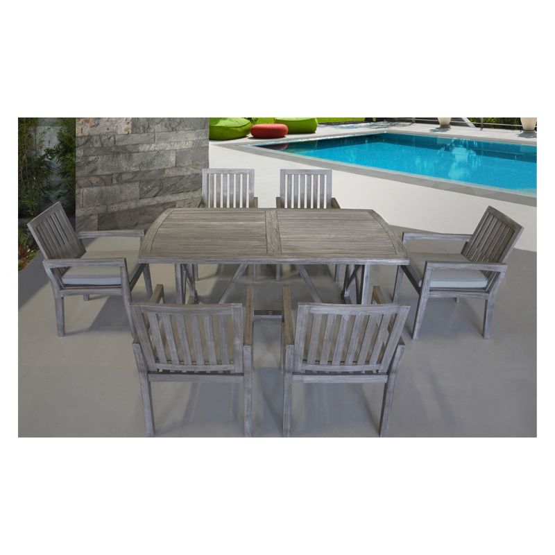 Teak Surf Side Rectangle Outdoor Dining Table - Driftwood Gray - Courtyard Casual