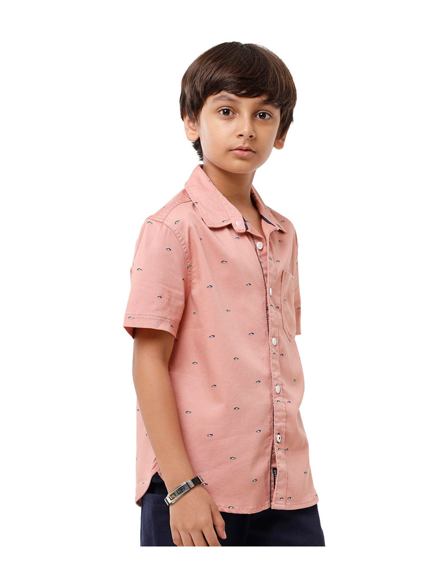 Under Fourteen Only Kids Peach Printed Shirt