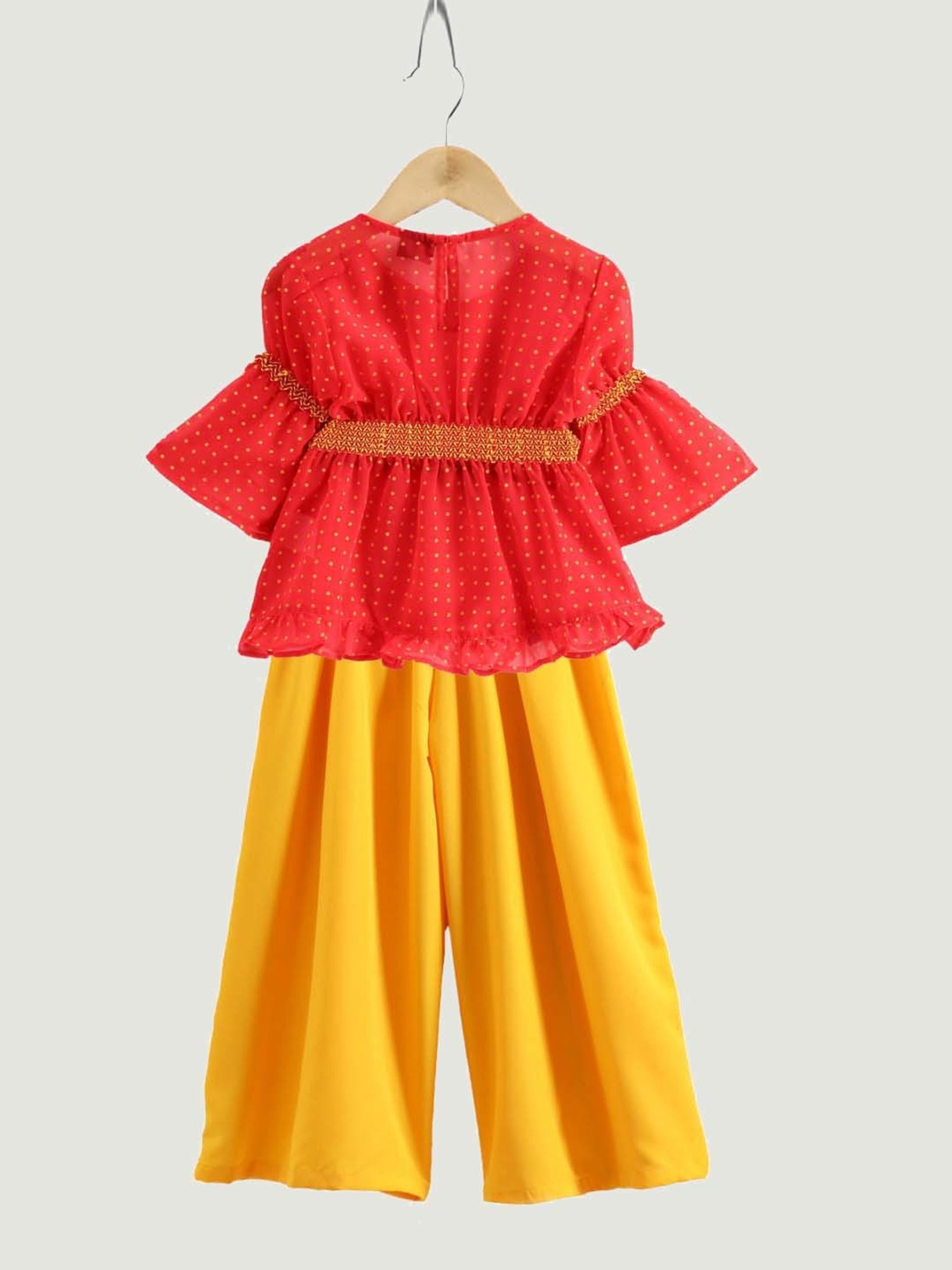 TWISHA Kids Coral & Yellow Printed Top Set