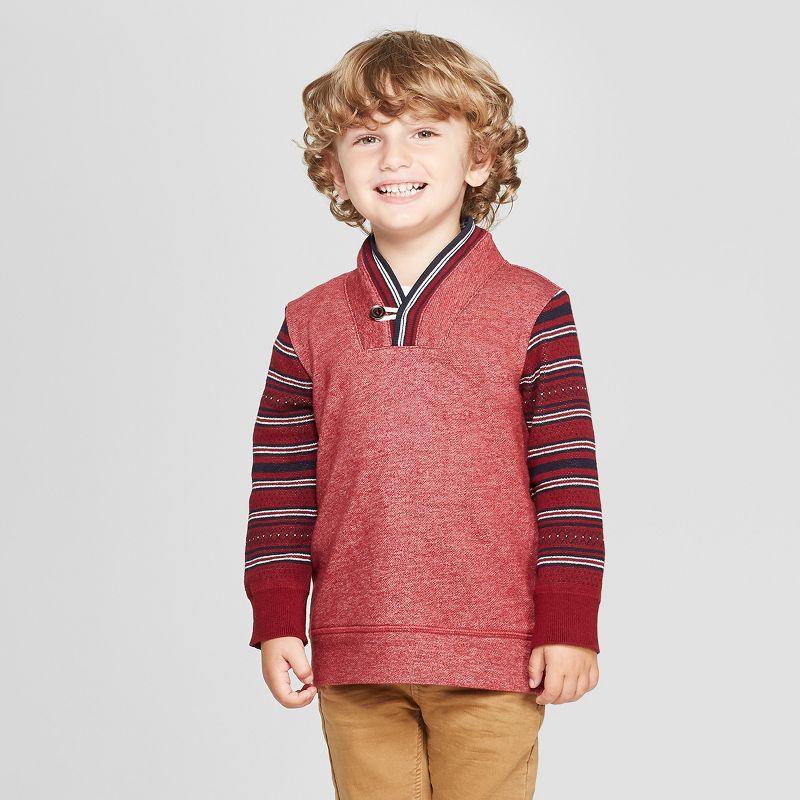 Genuine Kids® from OshKosh Toddler Boys' Shawl Pullover Sweater - Cranberry 12M