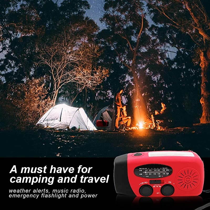 Portable Solar Emergency Weather Radio Hand Crank AM/FM NOAA Survival Radios with LED Flashlight 1000mAh Power Bank for Smart Phone for Home Outdoor Camping Traveling Earthquake (083)