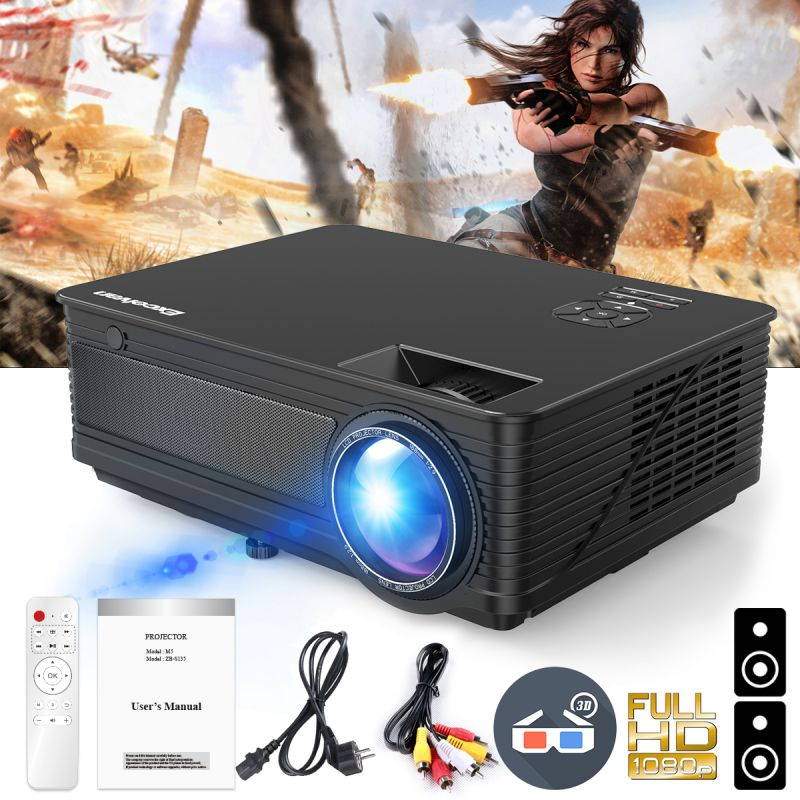 200" 5000 Lumen LED Projector HD 1080P Home Theater PS4 VGA TV BOX 2*USB 2*HDMI