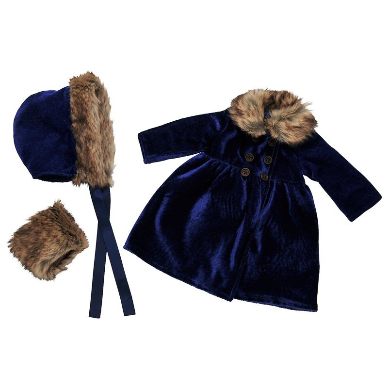 The Queen's Treasures 1800s Style Blue Velvet Coat, Hat for 18" Dolls