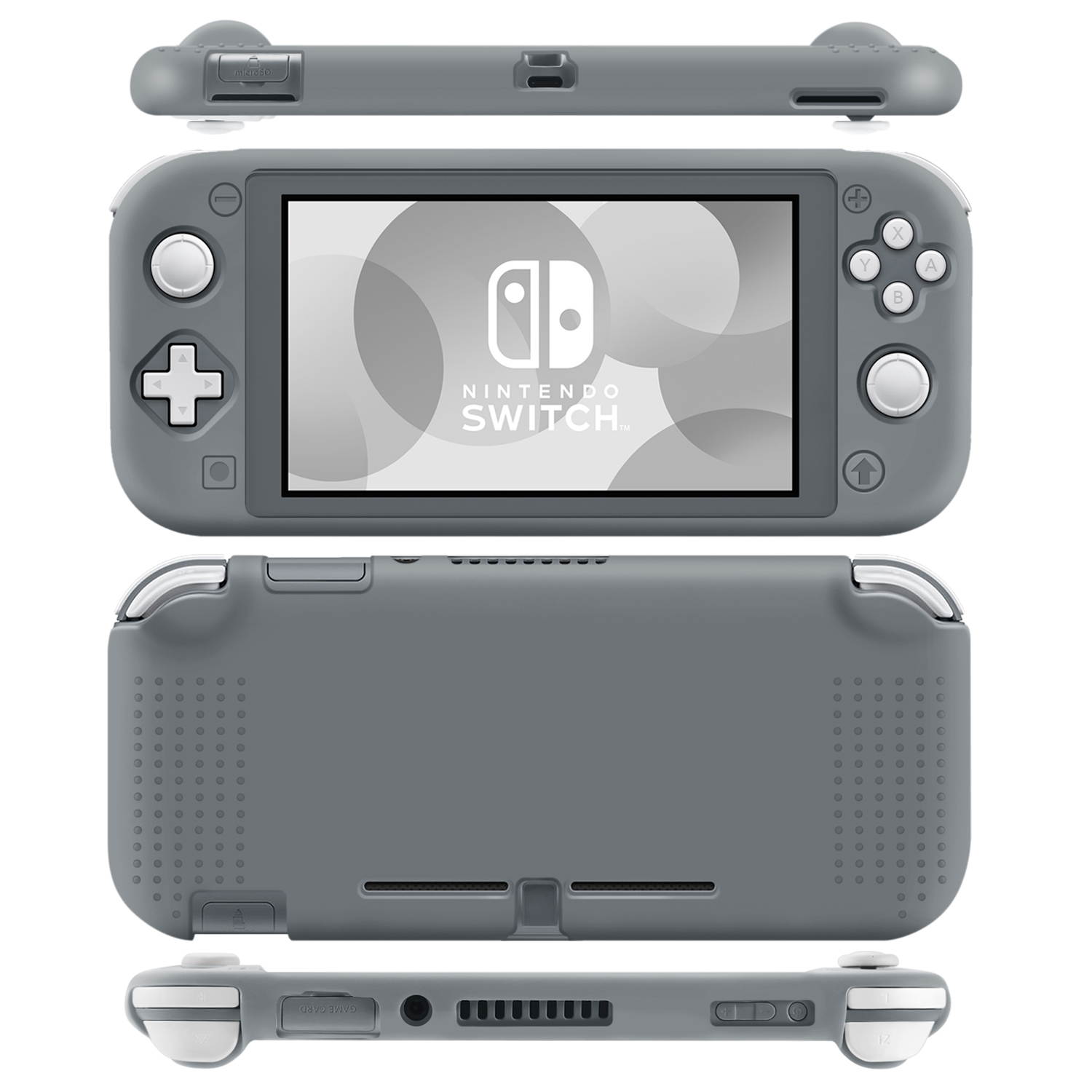 Silicone Case for Nintendo Switch Lite Full Console Skin Suit Cover Protection (Gray) Soft Comfort Grip Enhance, Lightweight, Slim, Scratch & Shock Protector Protective Shell
