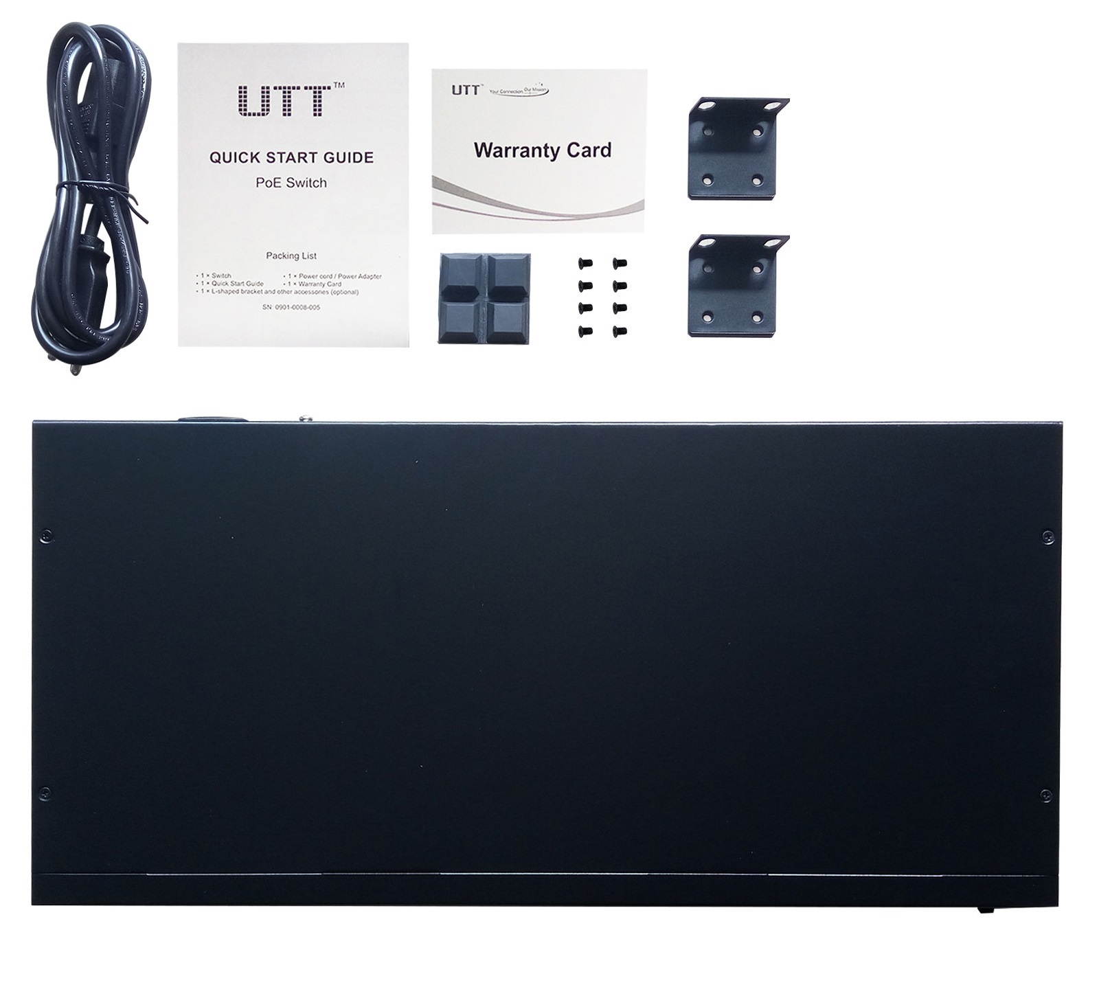 UTT S1162P 16-Port Unmanaged Fast Ethernet PoE Switch, 16 PoE Ports 260W, 802.3af/at, Additional 2-Combo Ports Gigabit for Uplinks, Ideal for IP Cameras