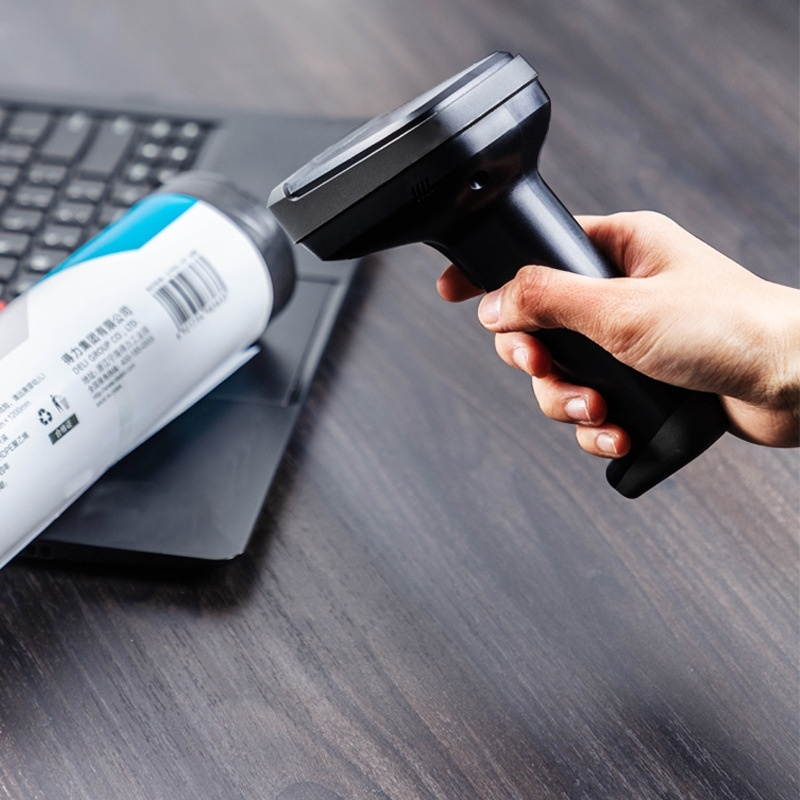 Deli 14952 Supermarket Cashier One-Dimensional QR Code Scanning Gun, Model: White Wired