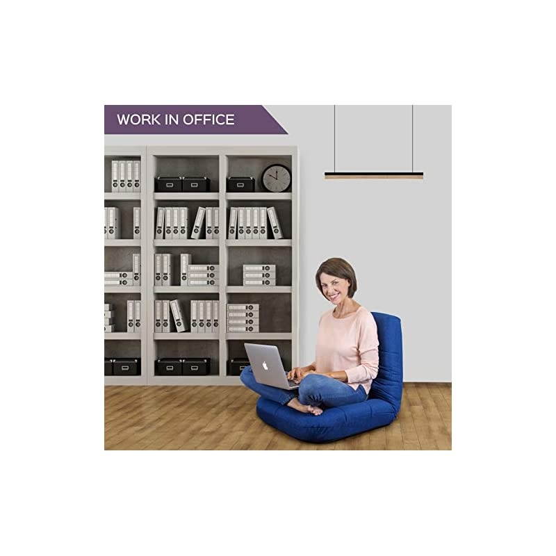 Easy Lounge Floor Chair- Adjustable Padded Folding Chair with Back Support, Comfortable Gaming Chair with Backrest for Home and Office, Blue&hellip;