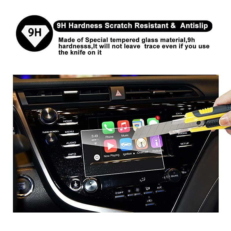 2018 Camry 7In InDash Screen Protector HD Clear Tempered Glass Car Navigation Screen Protective Film AXVH70 AXVH70N Compatible with LE SE NOT FOR 8IN
