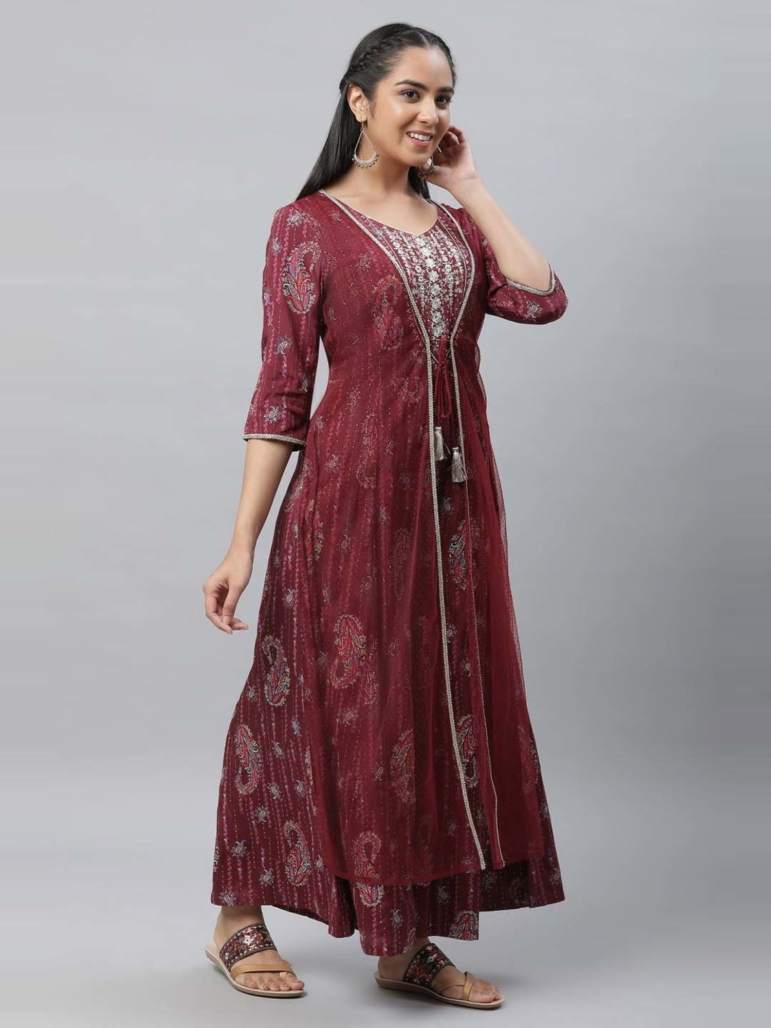 Aurelia Maroon Printed Jumpsuit