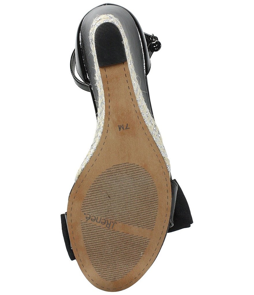 J. Renee Dariann Patent Bow Espadrille Wedge Ankle Strap Sandals