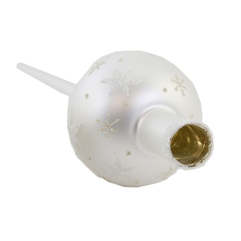 Inge Glas 11.75" Sparkling Sky White  Finial Tree Topper Matte Christmas  -  Tree Toppers