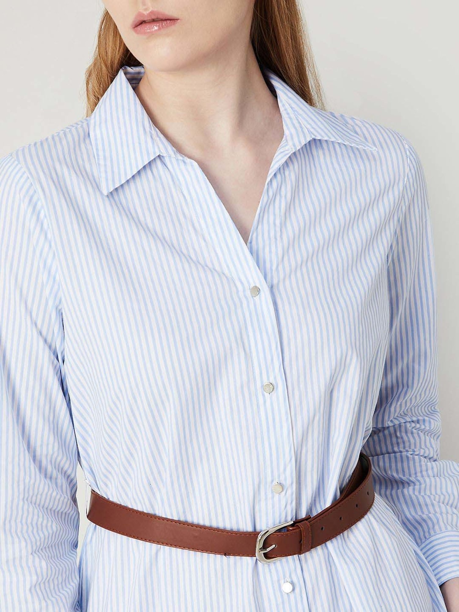 Code by Lifestyle Blue Cotton Striped Shirt Dress