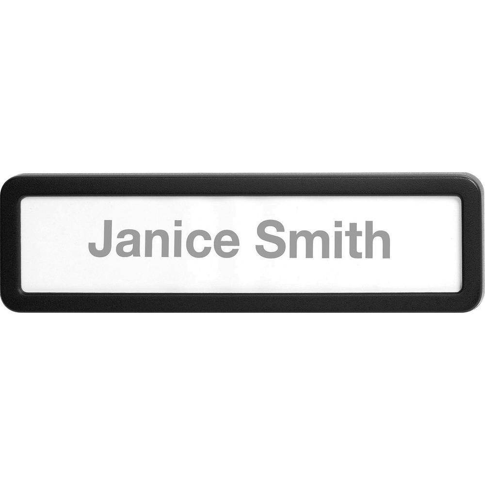 Lorell Plastic Cubicle Nameplate Plastic Black 80669