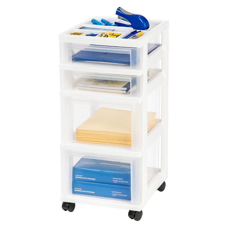 IRIS 4 Drawer Rolling Storage Cart White