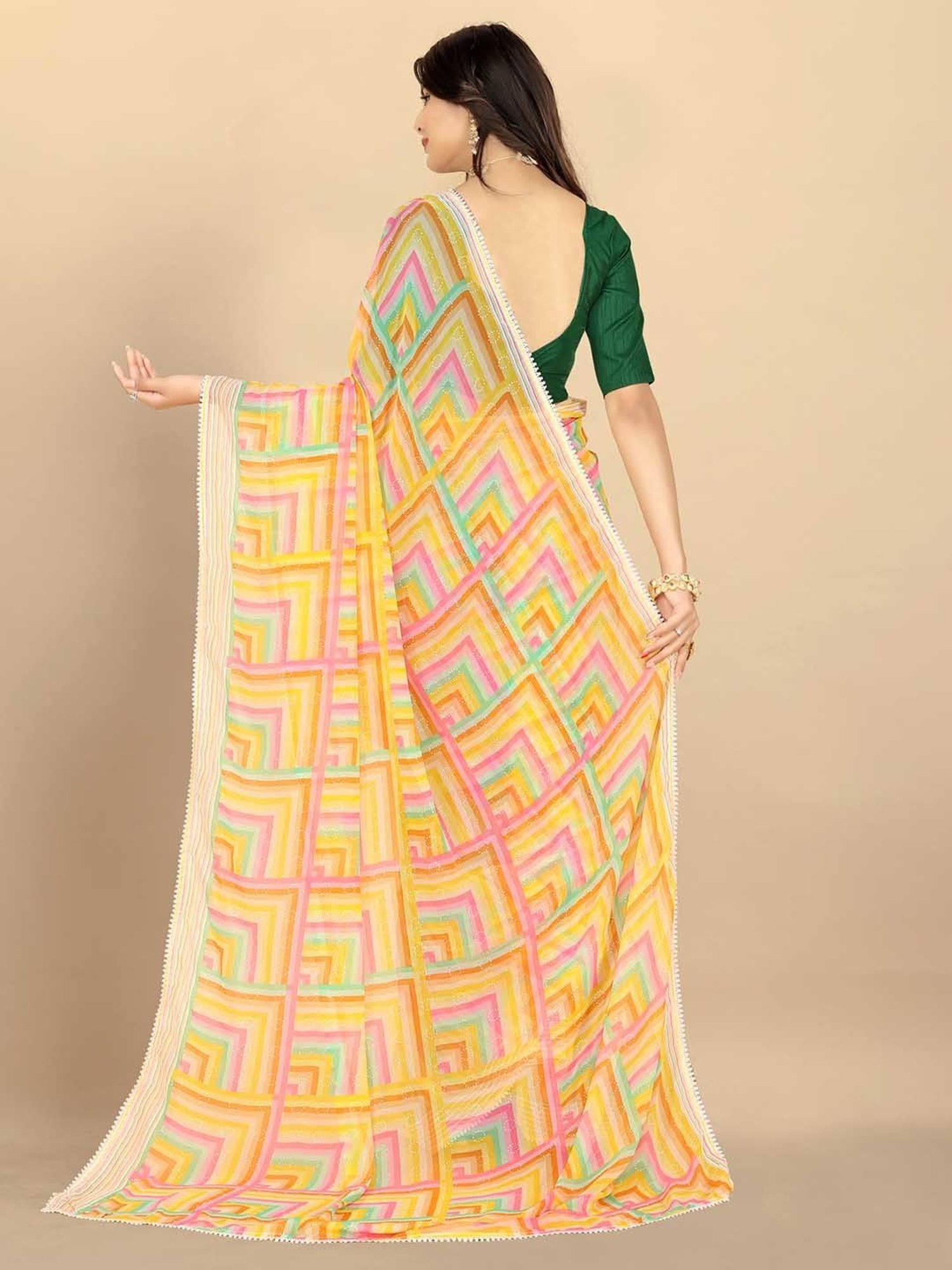 Rangita Yellow Printed Saree With Blouse