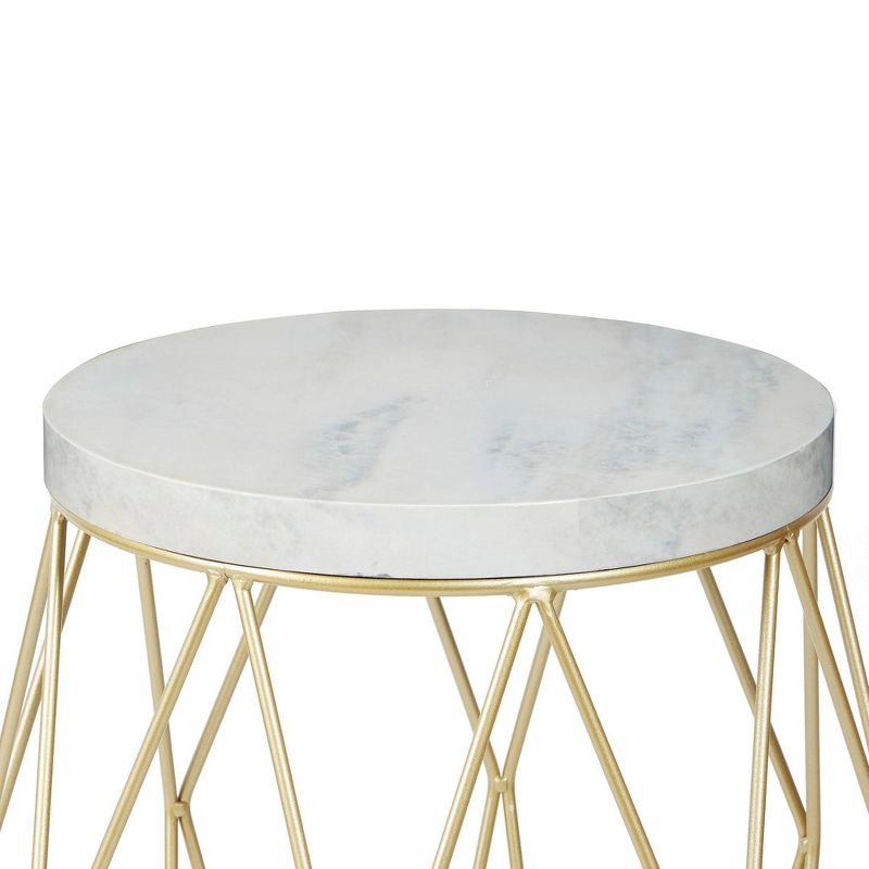Geometric Wire Accent Table with Faux Marble Top Gold - Silverwood