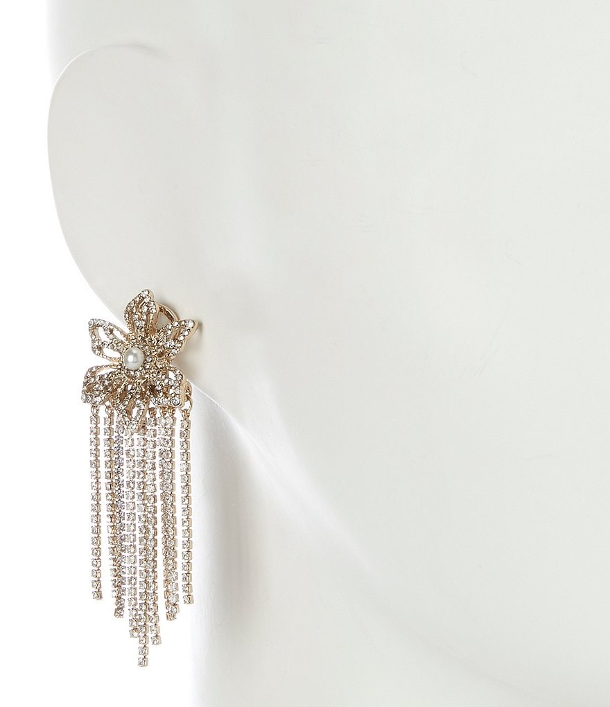Marchesa Pave Flower Waterfall Drop Statement Earrings