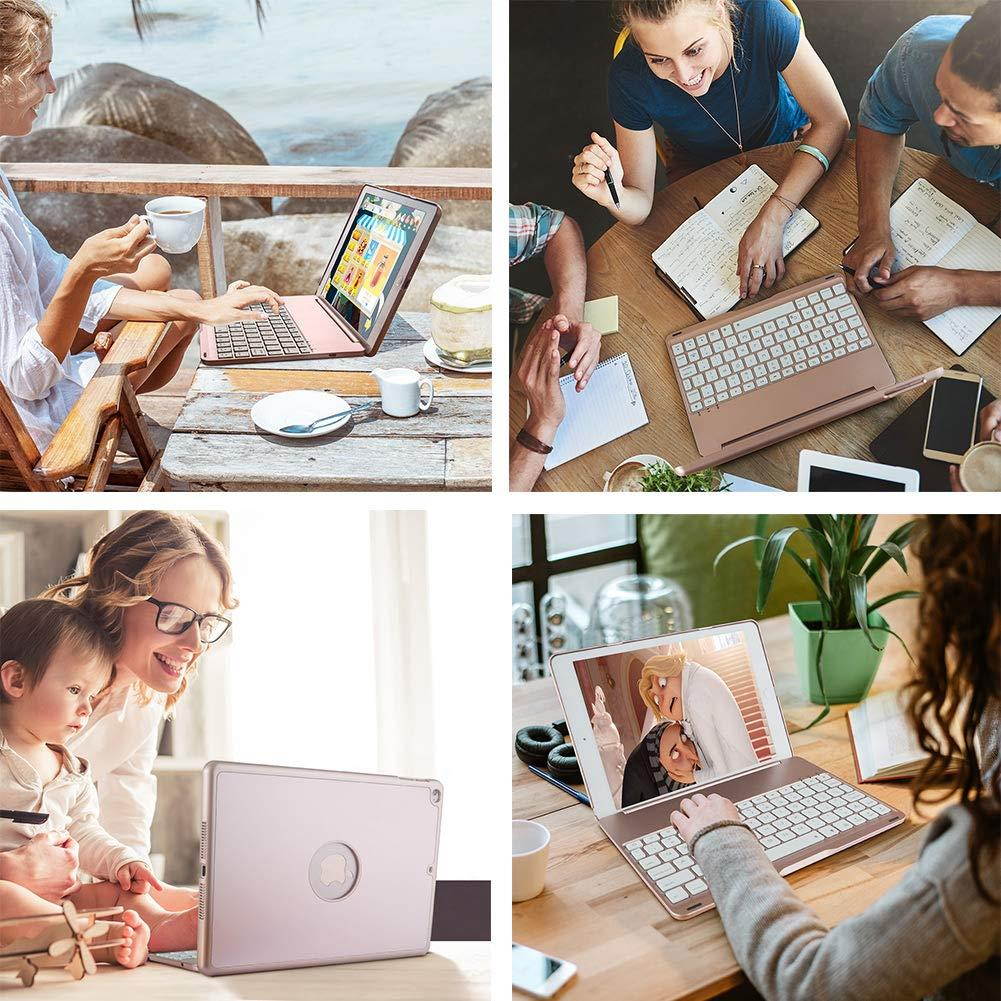 iPad Keyboard Case for iPad Pro 9.7 Inch, New 2018 iPad, 2017 iPad, iPad Air 1 and 2 Bluetooth Keyboard with 130&deg; Smart Folio Hard Back Cover, Ultra Slim, Auto Wake and Sleep (Rose Gold)