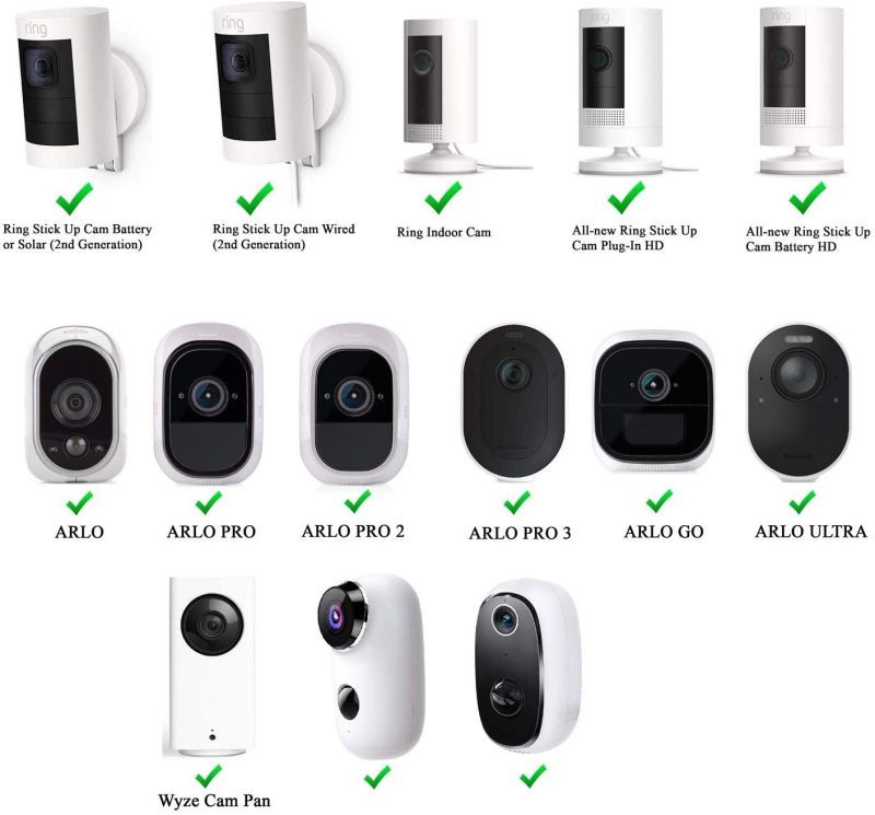 Metal 360 Degree Adjustable Security Weatherproof Indoor Outdoor Wall Mount Compatible for Ring Stick Up Wyze Cam Pan Arlo Camera and More - Light Gray (2 Pack)