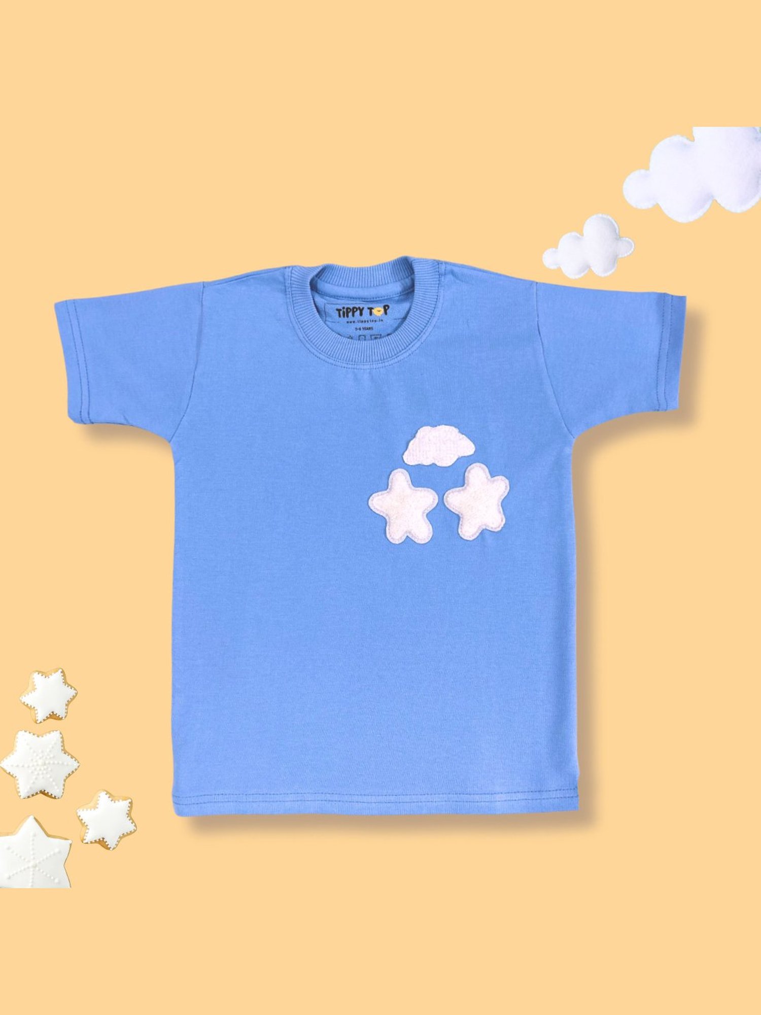 Tippy Top Kids Light Blue Self Design T-Shirt