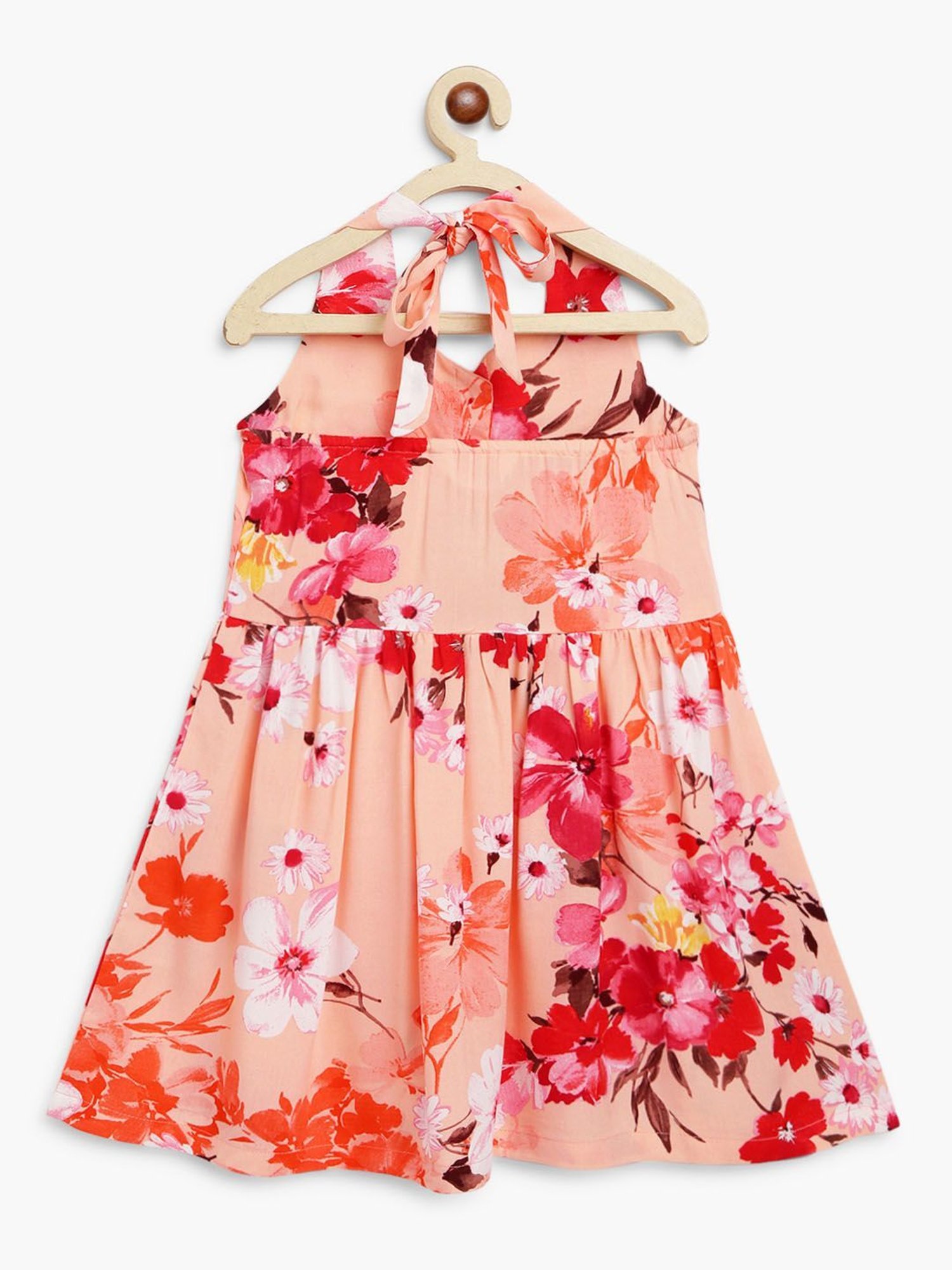 Campana Kids Peach Floral Print Dress