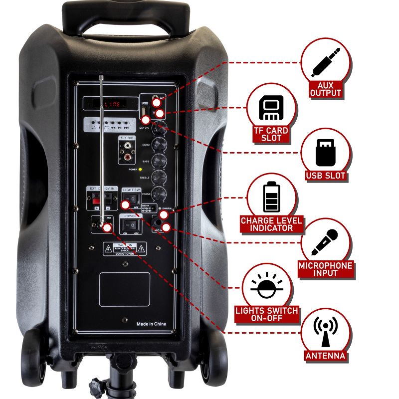 beFree Sound 12 Inch Bluetooth Rechargeable Portable PA Party Speaker