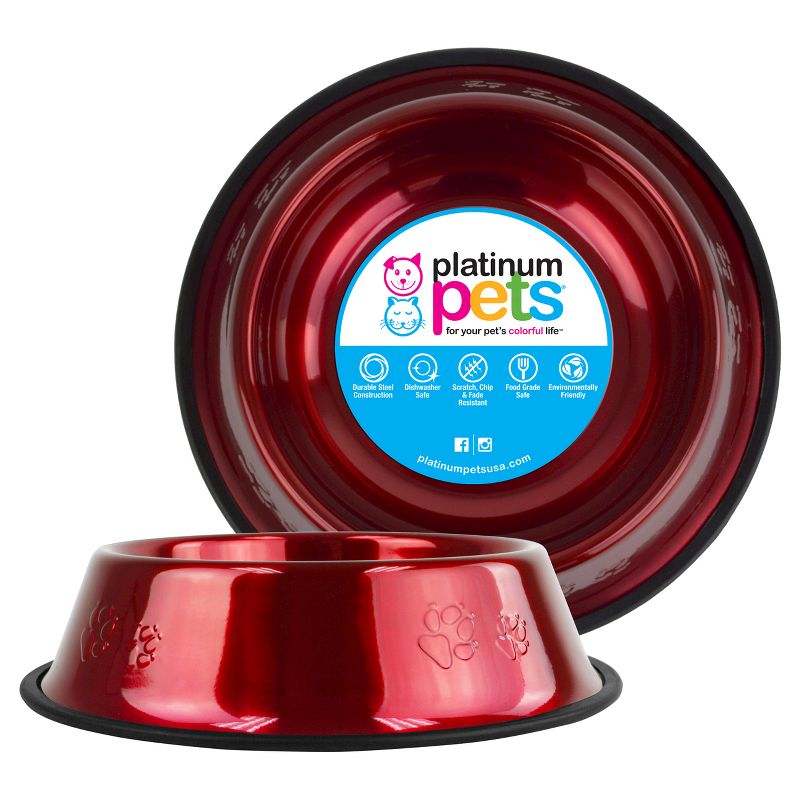 Platinum Pets Embossed Non-Tip Cat/Dog Bowl - Candy Apple Red - 3.5 Cup