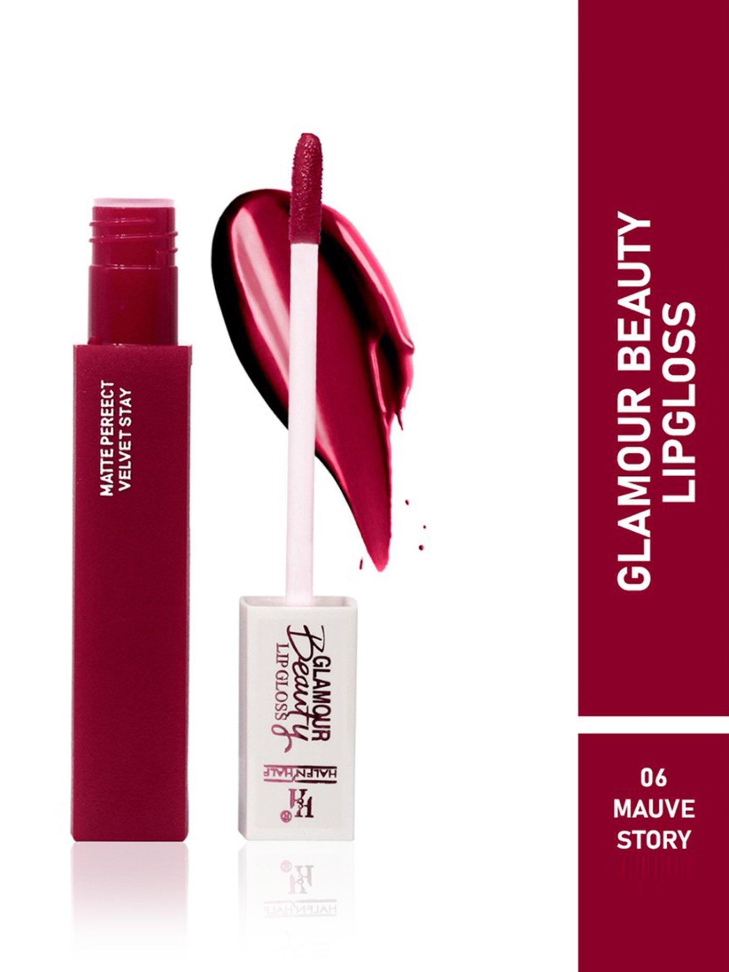 Half N Half Glamour Beauty Matte Perfect Velvet Stay Lip Gloss 06 Mauve Story - 5 ml