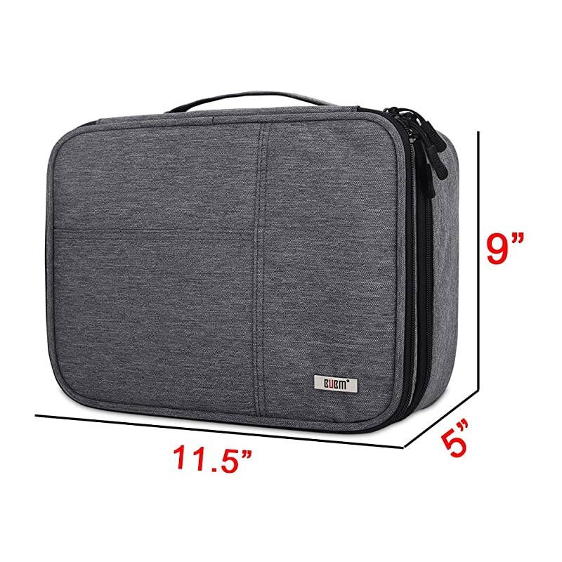 Electronic Organizer, Double Layer Travel Gadget Storage Bag for Cables, Cord, USB Flash Drive, Power Bank and More-a Sleeve Pouch for 7.9" iPad Mini(Medium,Black)