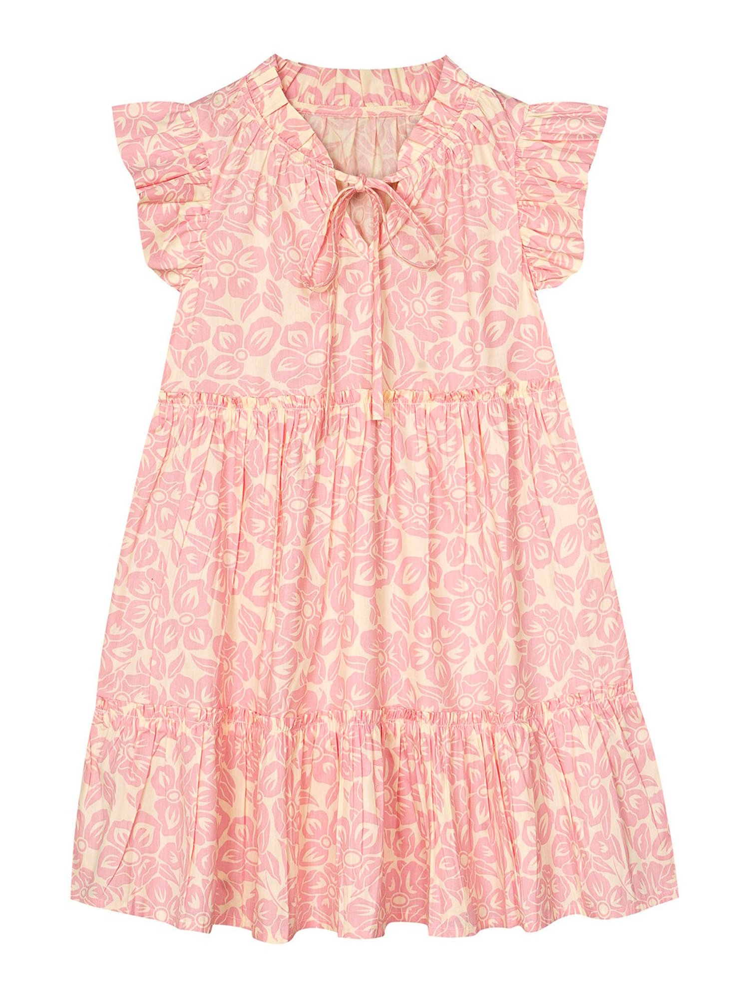 Budding Bees Kids Peach Floral Print Dress