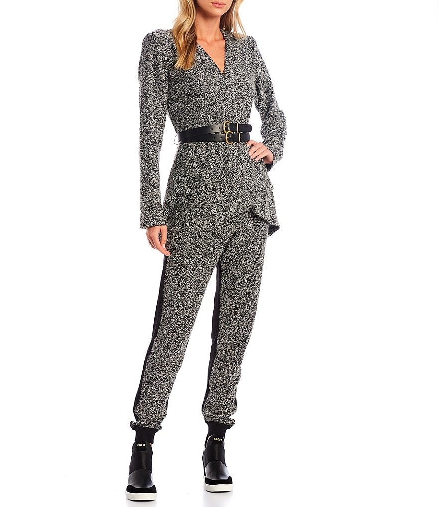 Donna Karan New York Stretch Boucle Knit Elastic Waist Coordinating Pull-On Joggers