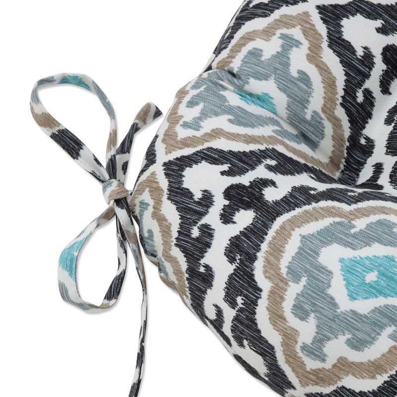 2pk Outdoor/Indoor Large Chair Pad Set Agrami Medallion Black - Pillow Perfect