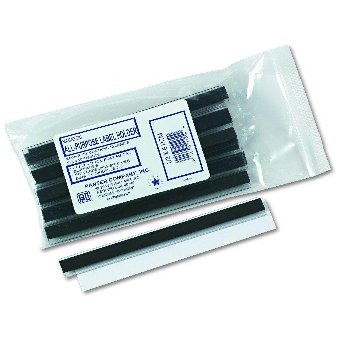 Panter Company PCM12 Clear Magnetic Label Holders, Side Load, 6 x 1/2, Clear (Pack of 10)