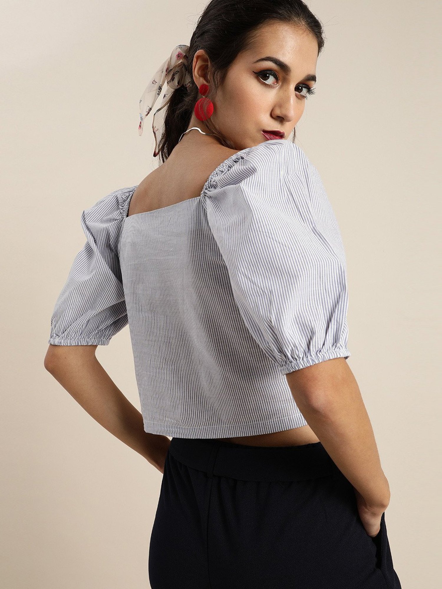 Marie Claire Blue Striped Top