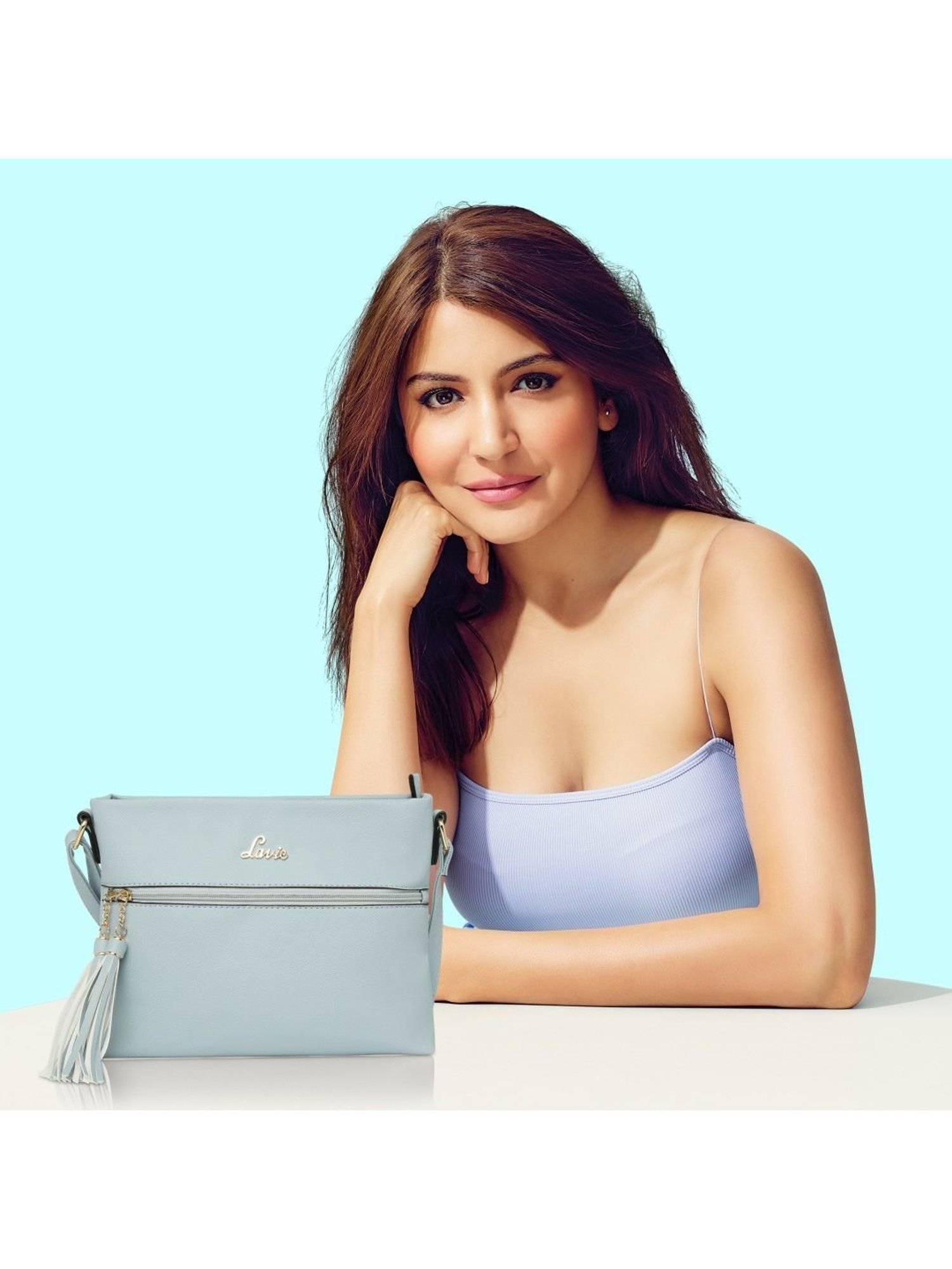 Lavie Tasco Powder Blue Solid Medium Sling Handbag