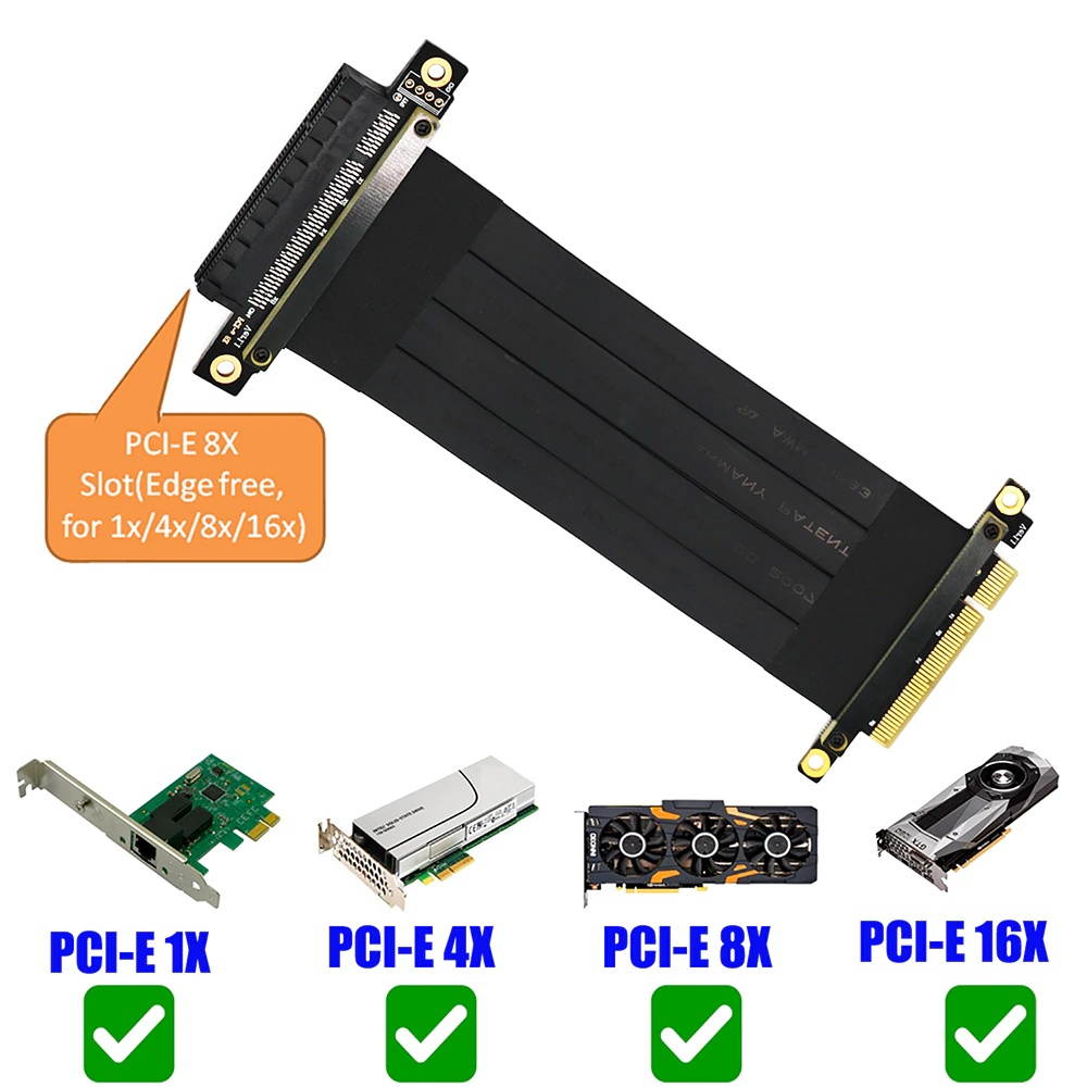 Misskit PCIe extension cable PCI e 8X extension cable PCI-e PCI express x8 Riser Cables Adapter Converter Connector Flat Cable(7.87")