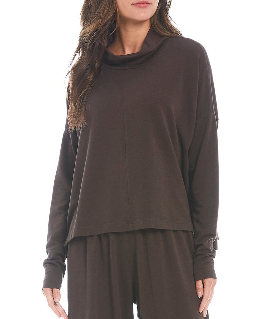 Bryn Walker Taos Bamboo French Terry Long Sleeve Mock Neck Coordinating Top