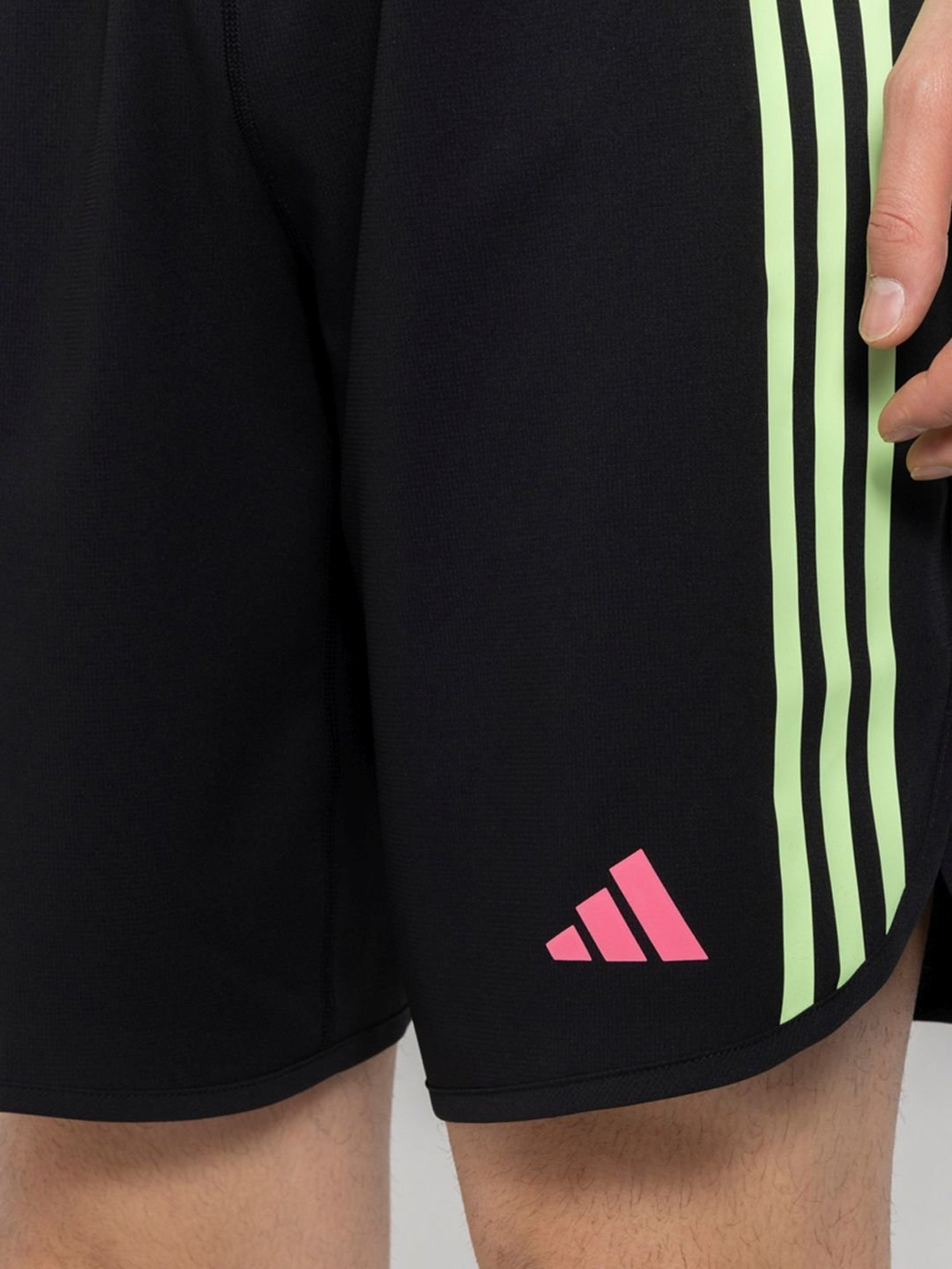 Adidas Black Regular Fit Striped Sports Shorts