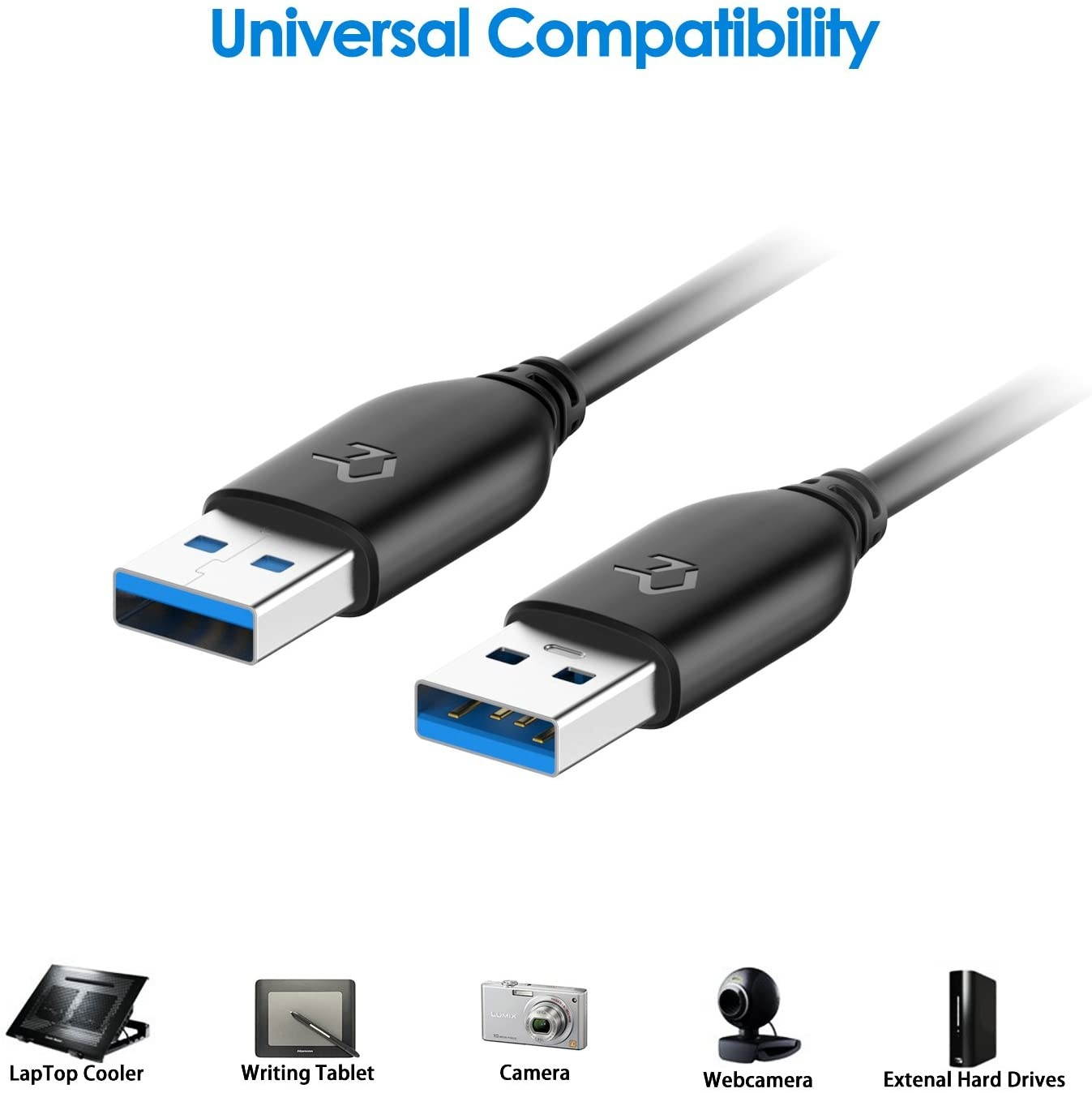 Rankie USB 3.0 Cable, Type A to Type A, 1-Pack 15 Feet